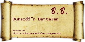 Bukszár Bertalan névjegykártya